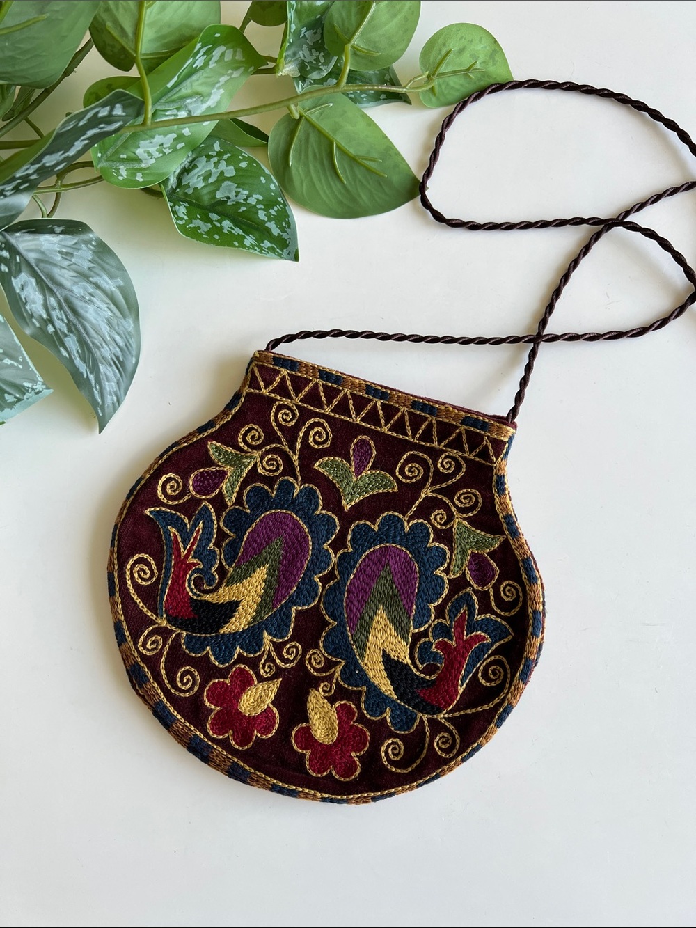 Uzbekistan Velvet Embroidered Bag Purse Folk Art